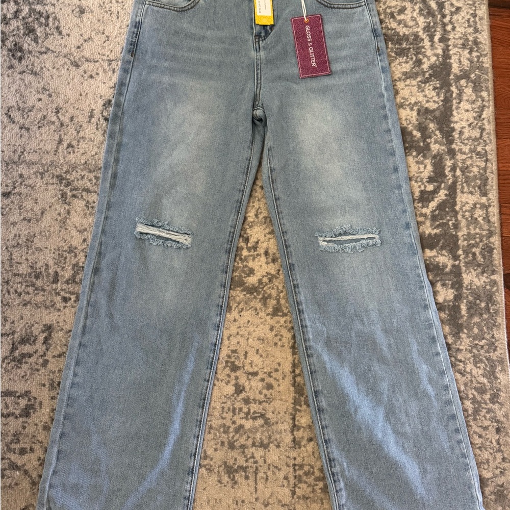 Junior Light Blue Distressed Jeans